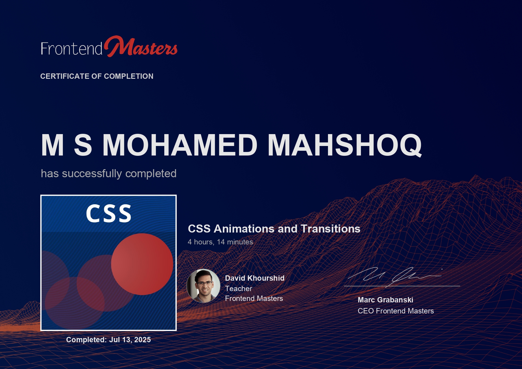 CSS Animations Certificate