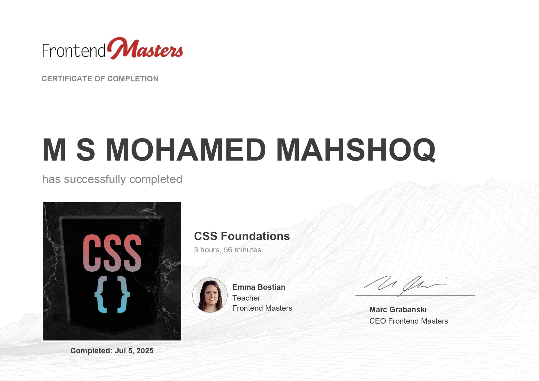 CSS Foundations Certificate