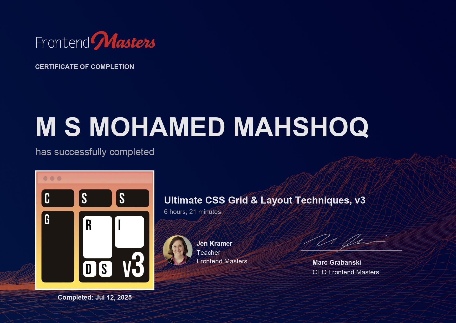 CSS Grid Certificate