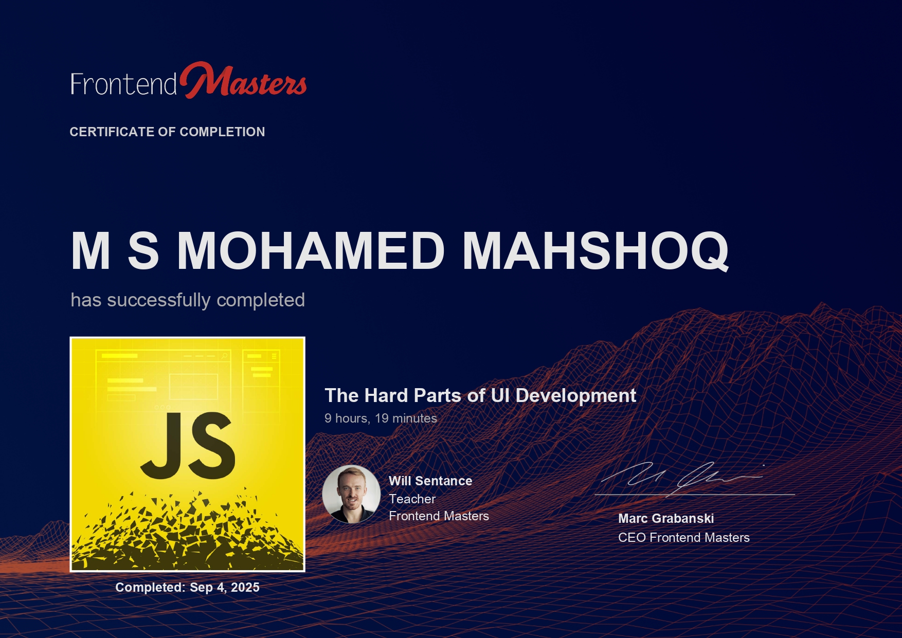 The Hard Parts of UI Development Certificate