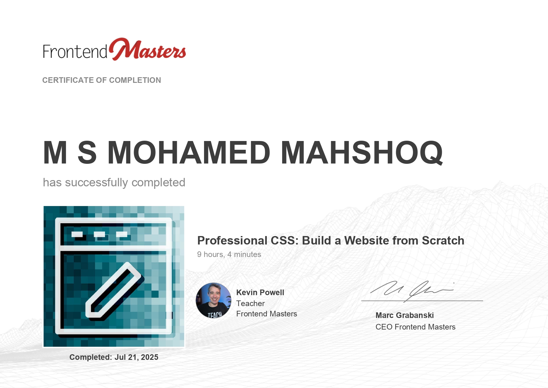 Pro CSS Certificate